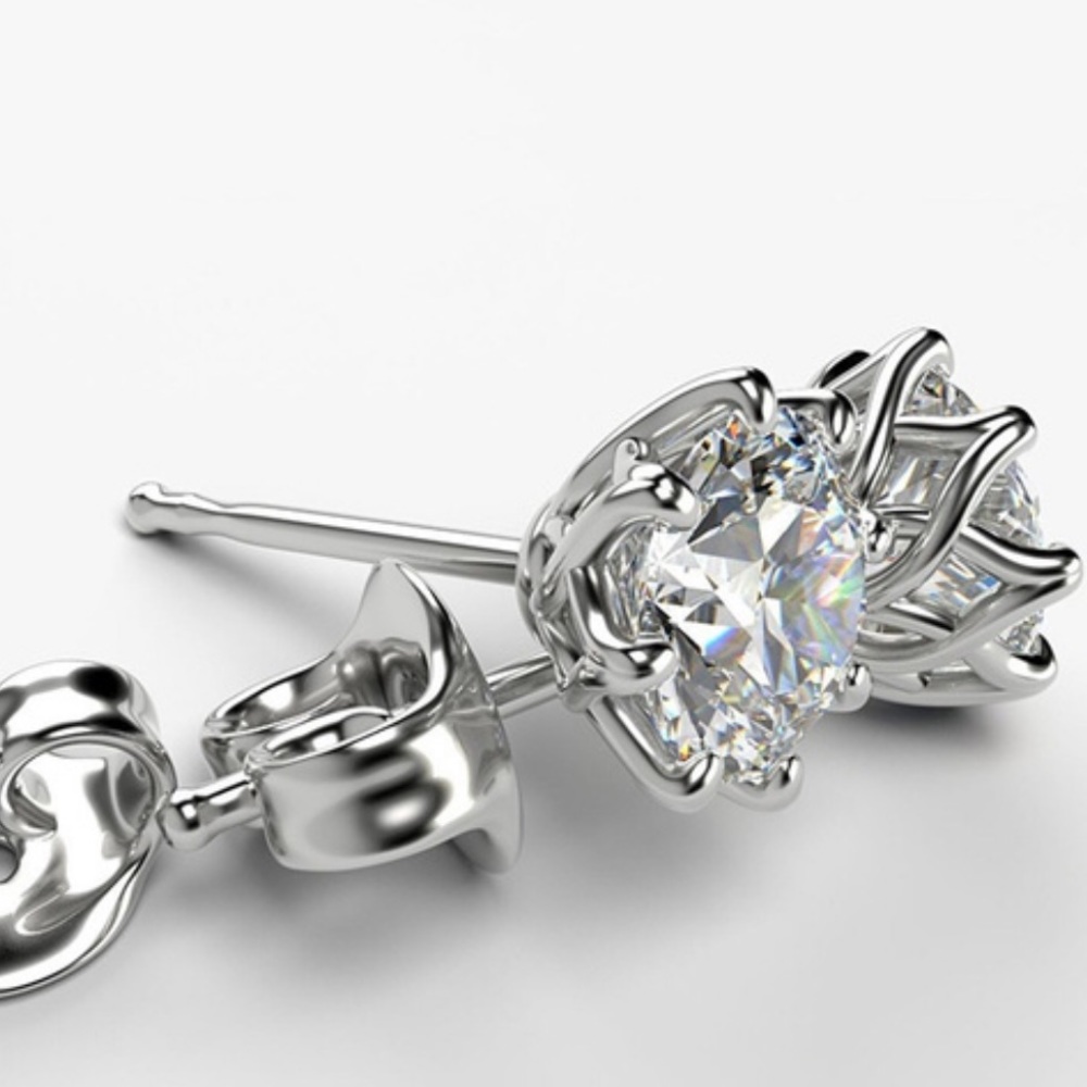 NWT Sterling Silver Diamond Earrings